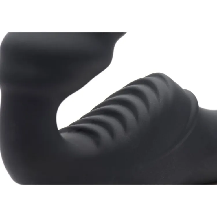 Strap U Anal Pegging Toys | Strapless Strap On Dildos>Slim Rider Ribbed Vibrating Silicone Strapless Strap On