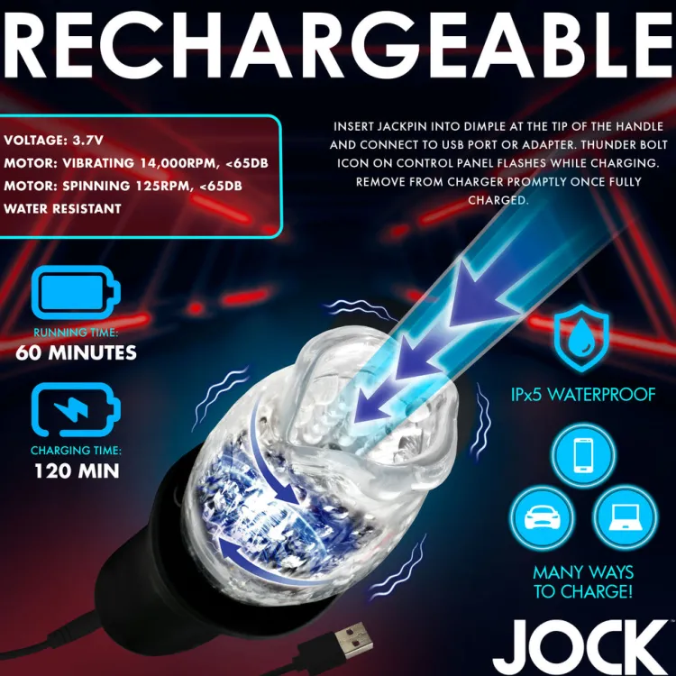 Jock Automatic & Hands-Free Masturbators | Vibrating Strokers>Spinning, Thrusting and Vibrating Masturbator