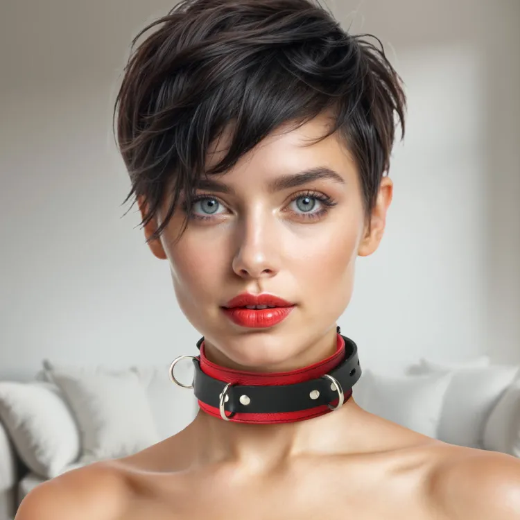 Strict Leather Leashes & Collars>Red and Black Locking Collar