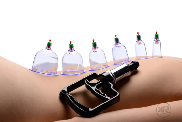 Master Series Nipple Clamps & Stimulators | Female Enhancement>Sukshen 6 Piece Cupping Set with Acu-Points