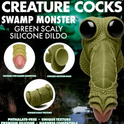 Creature Cocks Silicone Dildos | Harness Compatible Dildos>Swamp Monster Green Scaly Silicone Dildo