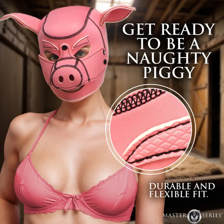 Master Series Puppy Play | Ball Gags & Mouth Restraints>Swine Pig Neoprene Hood