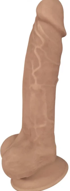 Curve Toys Ultra Realistic Sex Toys | Silicone Dildos>Tan Silexpan Hypoallergenic Silicone Dildo with Balls