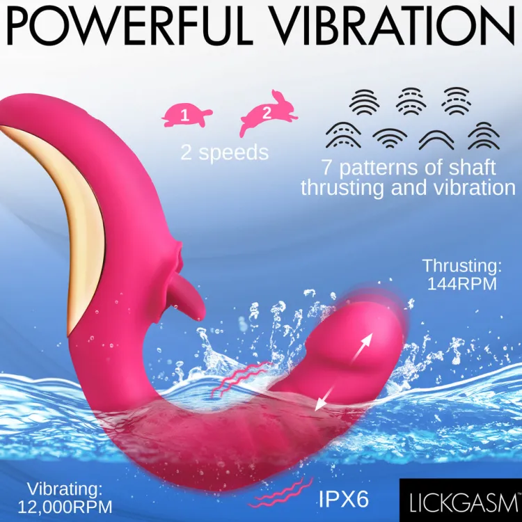 Lickgasm Luxury Toys | Silicone Vibrators>Tease and Please Thrusting and Licking Vibrator