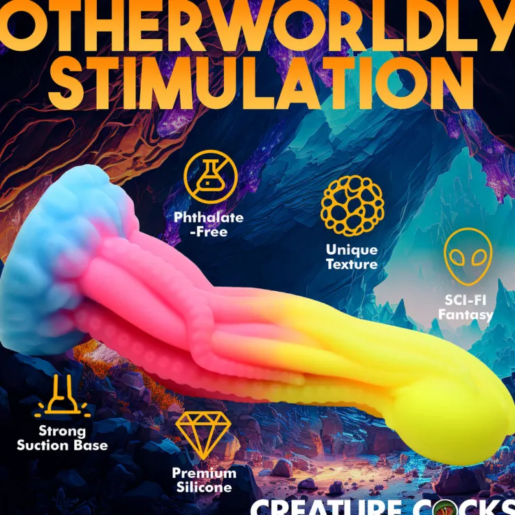 Creature Cocks Silicone Dildos | Harness Compatible Dildos>Tenta-Glow Glow-In-The-Dark Silicone Dildo