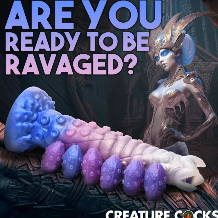 Creature Cocks Silicone Dildos | Non-Representational Dildos>Tenta-Queen Ovipositor Silicone Dildo with Eggs