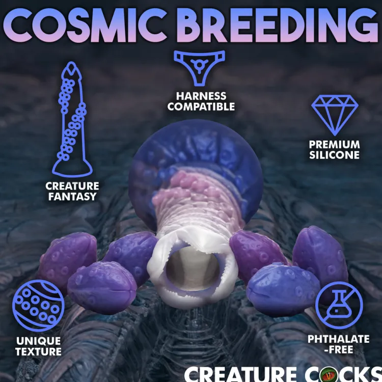 Creature Cocks Silicone Dildos | Non-Representational Dildos>Tenta-Queen Ovipositor Silicone Dildo with Eggs