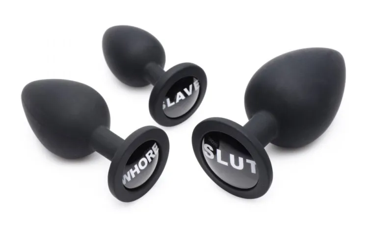 Master Series Unique Anal Toys | Butt Plugs>The 3pc Dirty Words Anal Plug Set