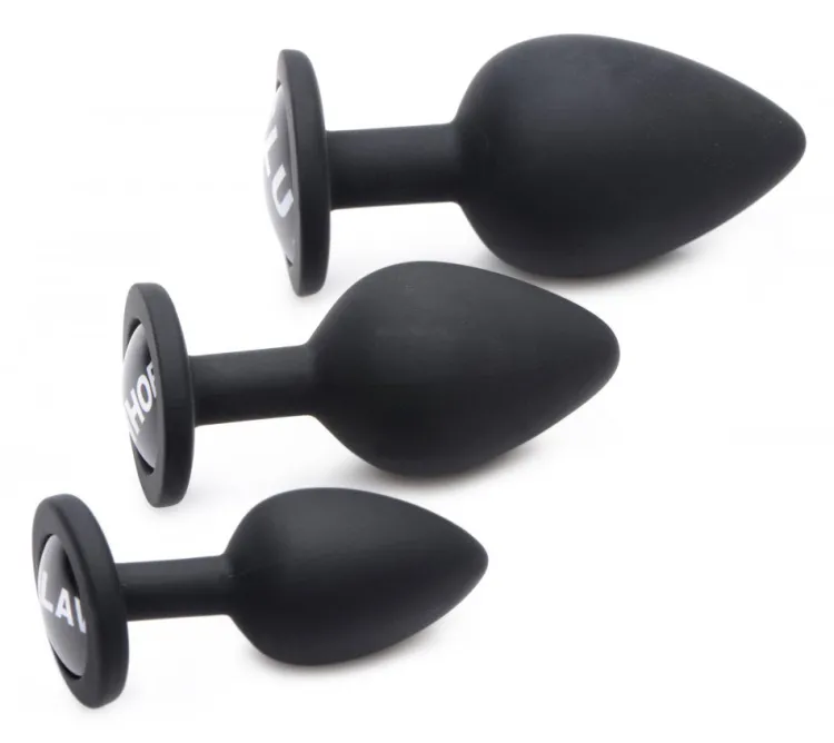 Master Series Unique Anal Toys | Butt Plugs>The 3pc Dirty Words Anal Plug Set
