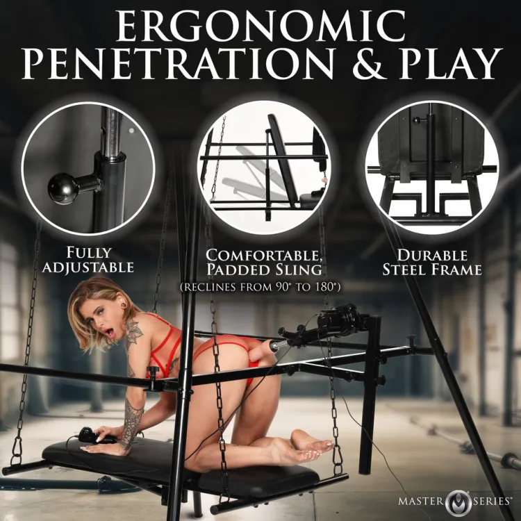Master Series Luxury Toys | Sex Furniture, Swings, & More>Throne Deluxe Adjustable Sling with Sex Machine