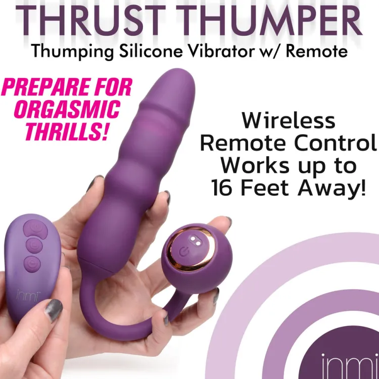 Inmi App Controlled & Remote Vibrators | Silicone Vibrators>Thrust Thumper Thrusting Silicone Vibrator with Remote