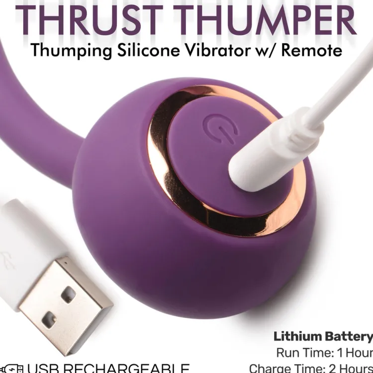 Inmi App Controlled & Remote Vibrators | Silicone Vibrators>Thrust Thumper Thrusting Silicone Vibrator with Remote