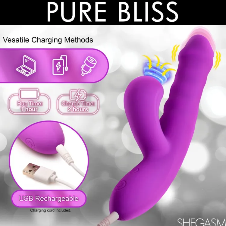 Shegasm Rabbit & Dual Stimulation Vibrators | Silicone Vibrators>Thrust Wave Thrusting and Sucking Silicone Rabbit Vibrator