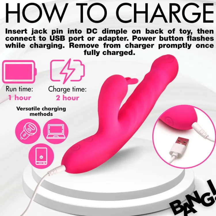 Bang Rabbit & Dual Stimulation Vibrators | Silicone Vibrators>Thrusting and Vibrating Silicone Rabbit Vibrator