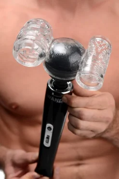 Wand Essentials Automatic & Hands-Free Masturbators | Vibrating Strokers>Twin Turbo Strokers 2 in 1 Wand Attachment for Men