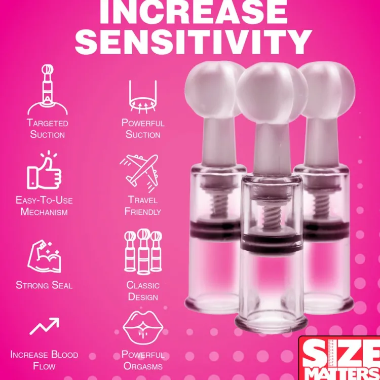 Size Matters Nipple Clamps & Stimulators | Female Enhancement>Twisted Triplets Nipple and Clit Suckers