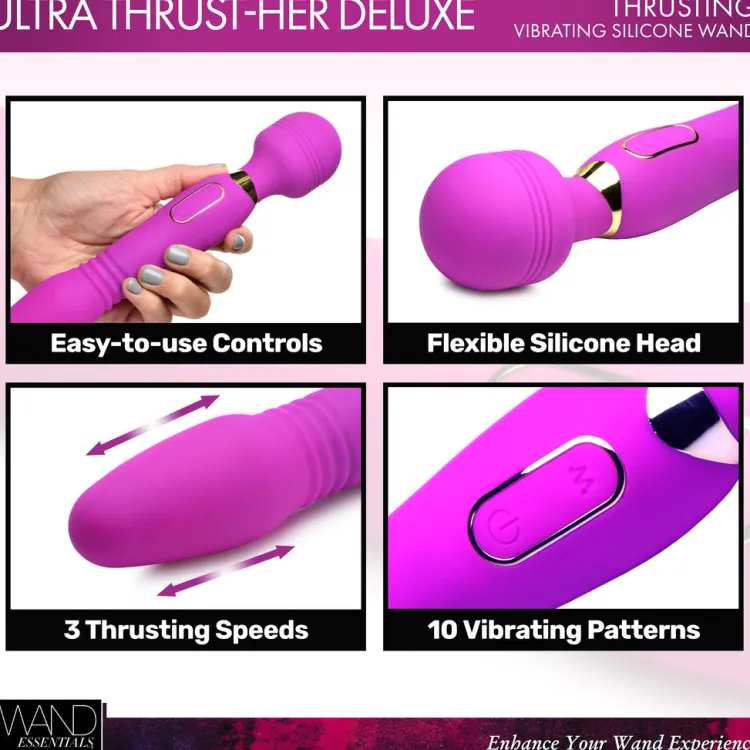 Wand Essentials Luxury Toys | Silicone Vibrators>Ultra Thrust-Her Deluxe Thrusting and Vibrating Silicone Wand
