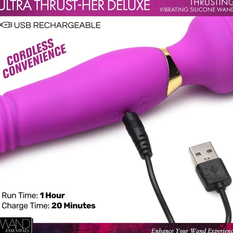 Wand Essentials Luxury Toys | Silicone Vibrators>Ultra Thrust-Her Deluxe Thrusting and Vibrating Silicone Wand