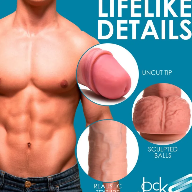 Jock Ultra Realistic Sex Toys | Silicone Dildos>Uncut Dual Density Silicone Dildo w/ Balls