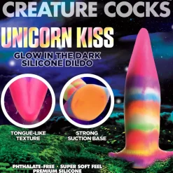 Creature Cocks Silicone Dildos | Non-Representational Dildos>Unicorn Kiss Unicorn Tongue Glow-in-the-Dark Silicone Dildo