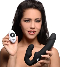 Strap U Anal Pegging Toys | Strapless Strap On Dildos>Urge Black Silicone Strapless Strap On With Remote