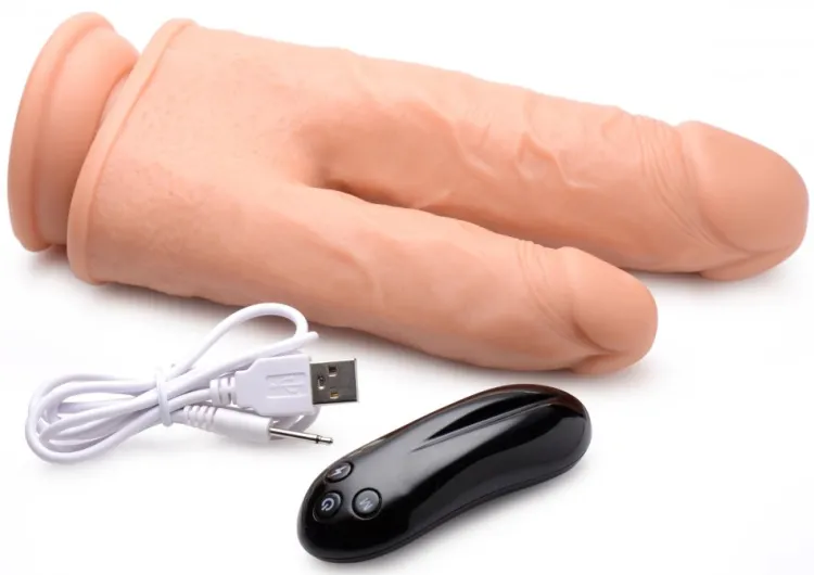 Curve Toys Silicone Dildos | Vibrating Dildos>Vibrating and Rotating Remote Control Silicone Double Dildo