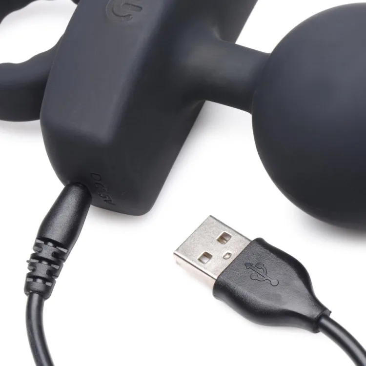 Master Series Anal Beads & Tools | Anal Dildos & Probes>21X Dark Rattler Vibrating Silicone Anal Beads with Remote