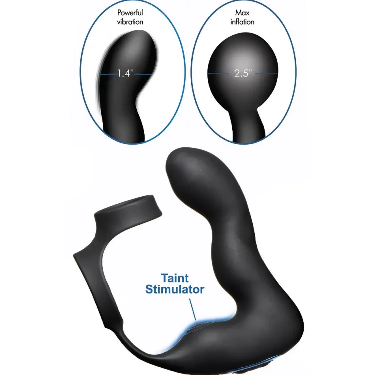 Swell Prostate Massagers | Penis Rings>10X Inflatable and Vibrating Prostate Plug with C&B Ring
