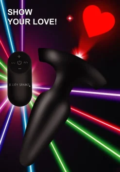 Booty Sparks Jewel Butt Plugs | Vibrating Butt Plugs>28X Laser Heart Silicone Anal Plug with Remote