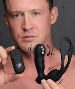Alpha Pro Unique Anal Toys | Prostate Massagers>7X P-Strap Milking and Vibrating Prostate Stimulator with Cock and Ball Harness