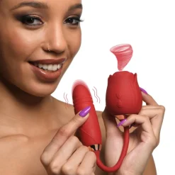 Bloomgasm Silicone Vibrators | Unique Vibrators>10X Romping Rose Suction and Thrusting Vibrator
