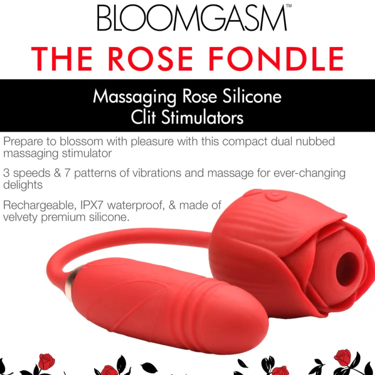 Bloomgasm Silicone Vibrators | Unique Vibrators>10X Romping Rose Suction and Thrusting Vibrator