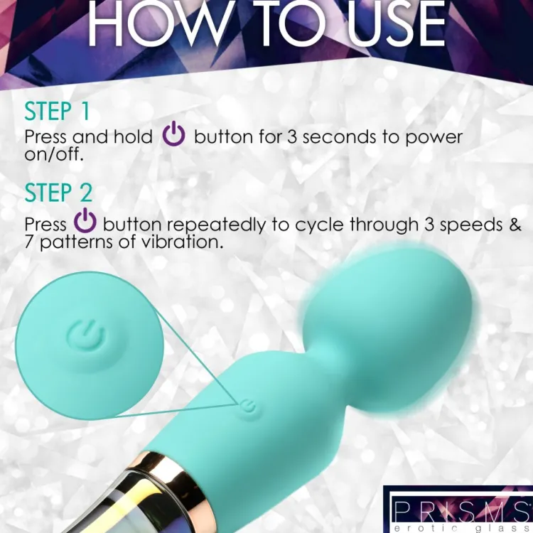 Prisms Erotic Glass Silicone Vibrators | Rechargeable Vibrators>10X Turquoise Dual Ended Silicone and Glass Wand
