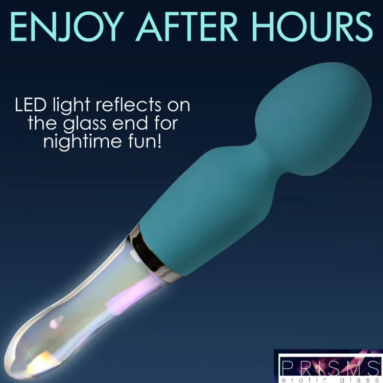 Prisms Erotic Glass Silicone Vibrators | Rechargeable Vibrators>10X Turquoise Dual Ended Silicone and Glass Wand