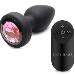 Booty Sparks Jewel Butt Plugs | Vibrating Butt Plugs>28X Vibrating Silicone Pink Gem Anal Plug