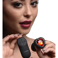 Booty Sparks Jewel Butt Plugs | Vibrating Butt Plugs>28X Vibrating Silicone Red Heart Anal Plug